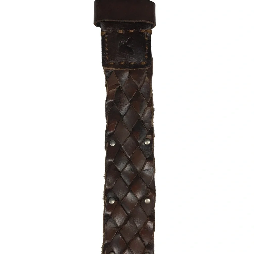 AMERICAN EAGLE Braided Leather Belt Stud Details Western Equestrian Rodeo S/M